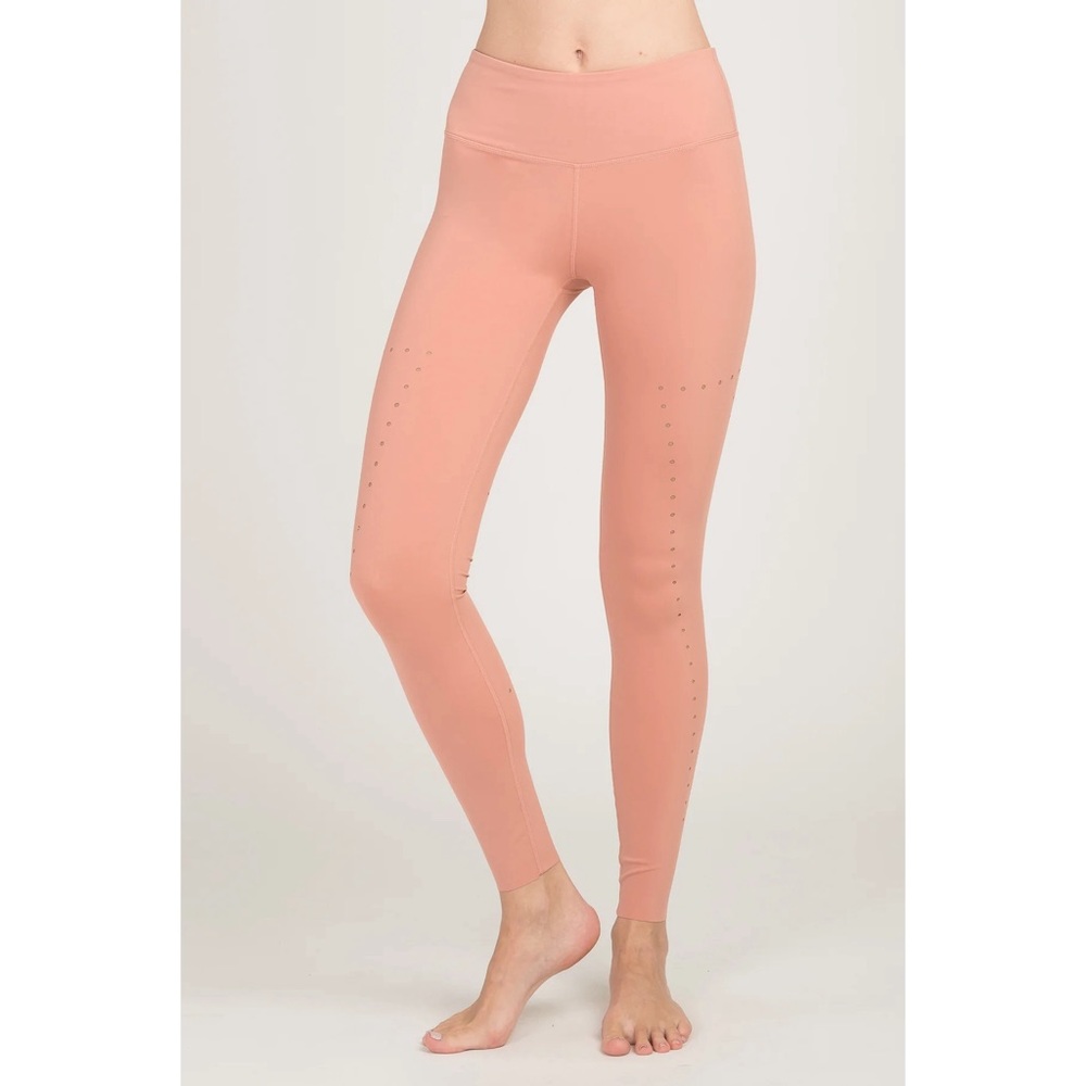 Varley ‘Boden’ Laser Cut Leggings in ‘Cameo’ Peach Pink Size Small - Picture 7 of 16